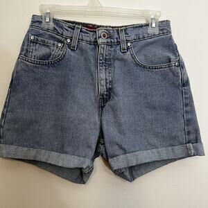 Vintage Y2K‎ Levi SilverTab Jean Shorts Women 5/6 Blue Stone Wash Loose F…
